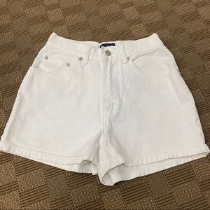 High waisted white jean shorts